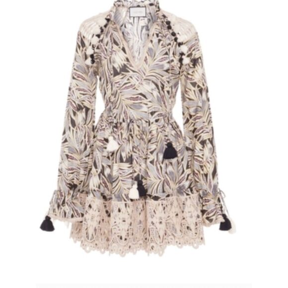 Alexis Palm Crochet and Tassel detail Mini Summer Dress. Small. Like new - Picture 2 of 4